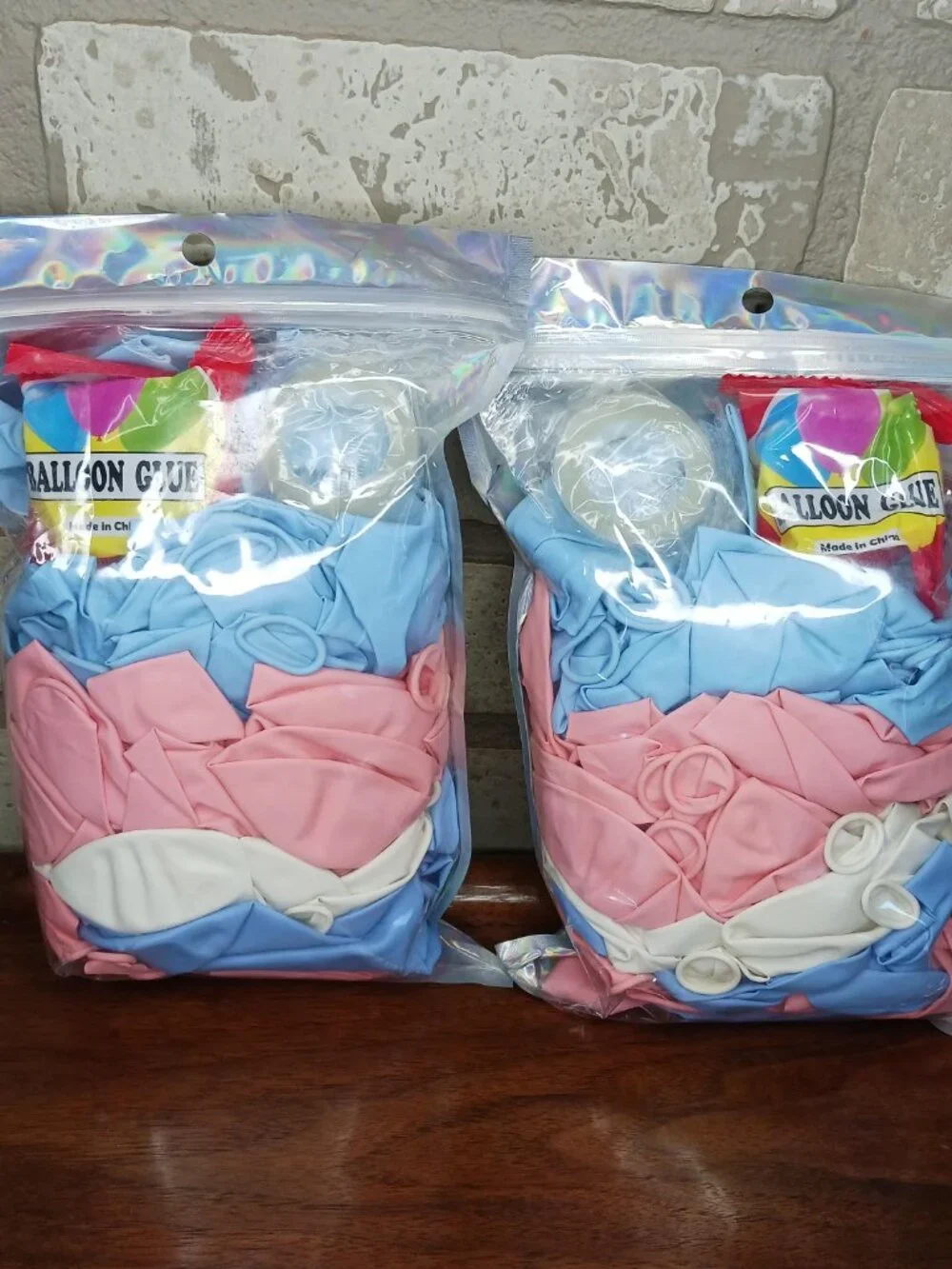 Gender Reveal 2 Pc Lot of Balloon s Blue Pink White With Balloon Glue & Tape
